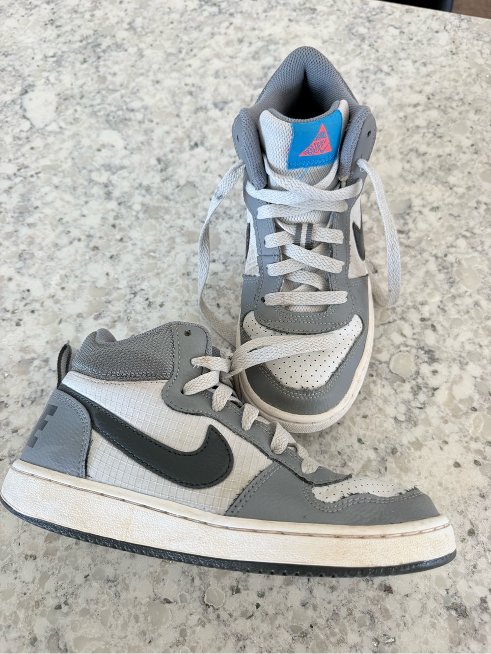 Kids Grey and White High-Top Sneakers - Nike